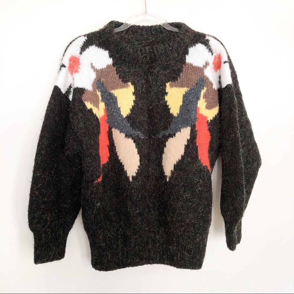 Vintage 70s 80s dynasty Sparkle Floral Hand Knit Oversized Sweater